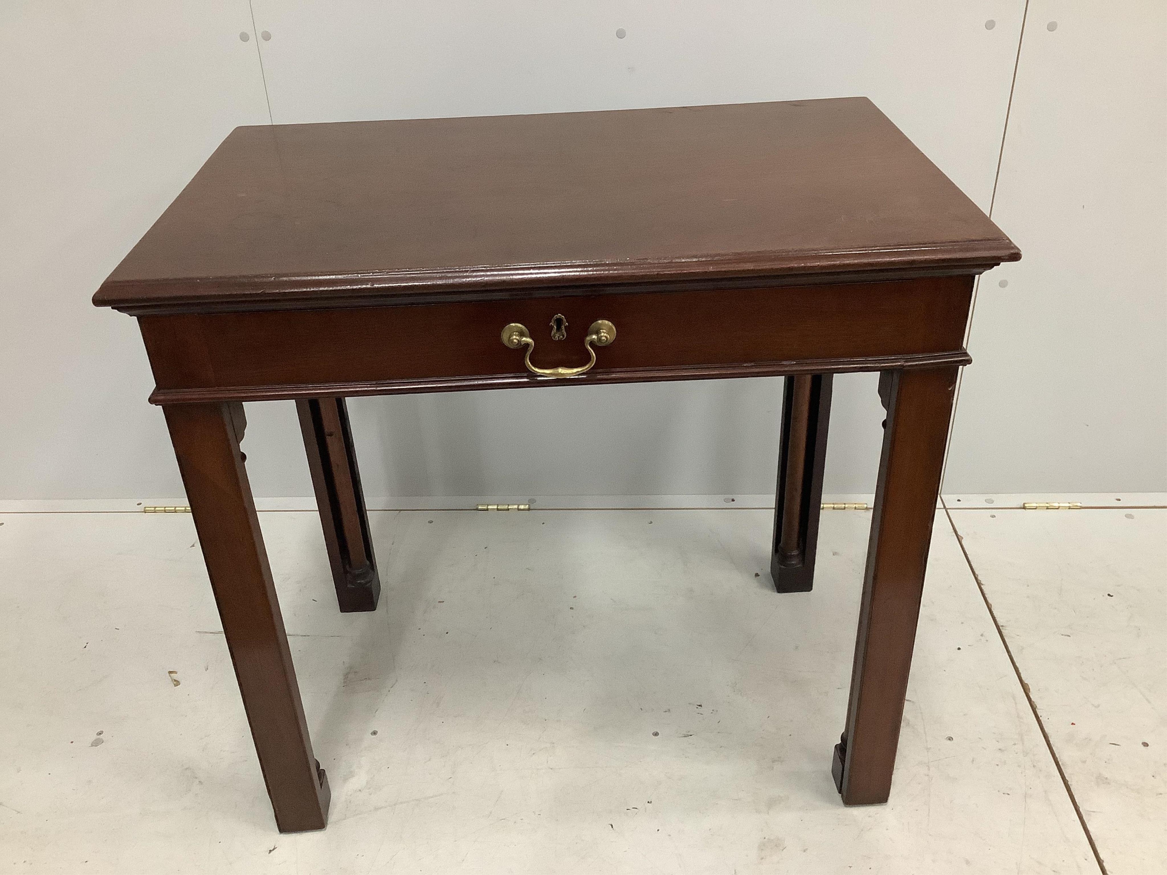 A George III mahogany architect’s table, width 91cm, depth 56cm, height 85cm. Condition - good